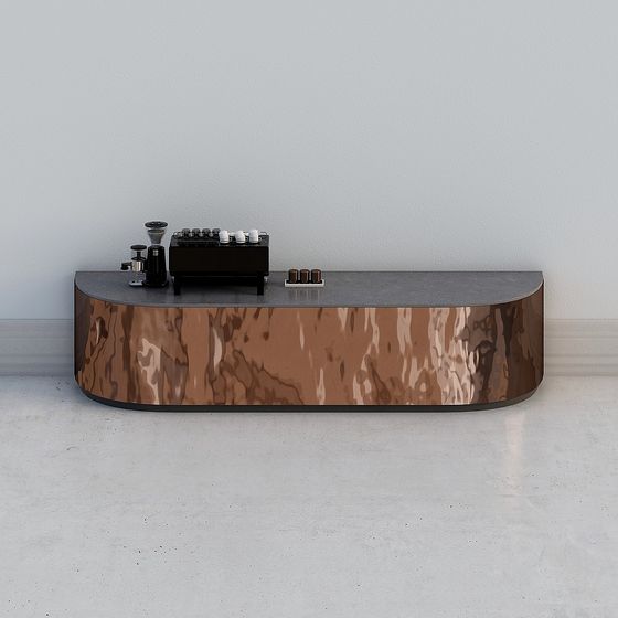 Elegant Curved Reception Desk 3D model