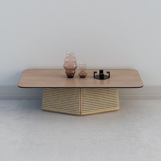 Stylish Rattan Coffee Table 3D model