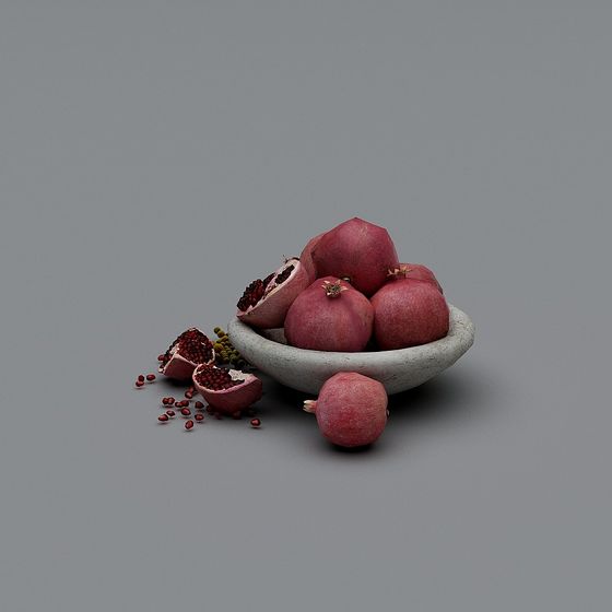 Vibrant Low-Poly Pomegranate 3D Model