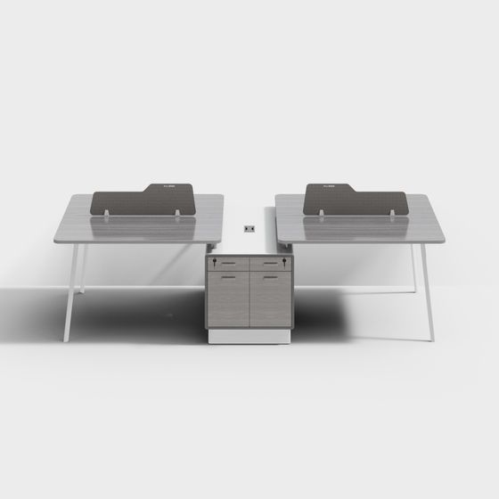 Stylish Double Desk 3D model for Contemporary Offices