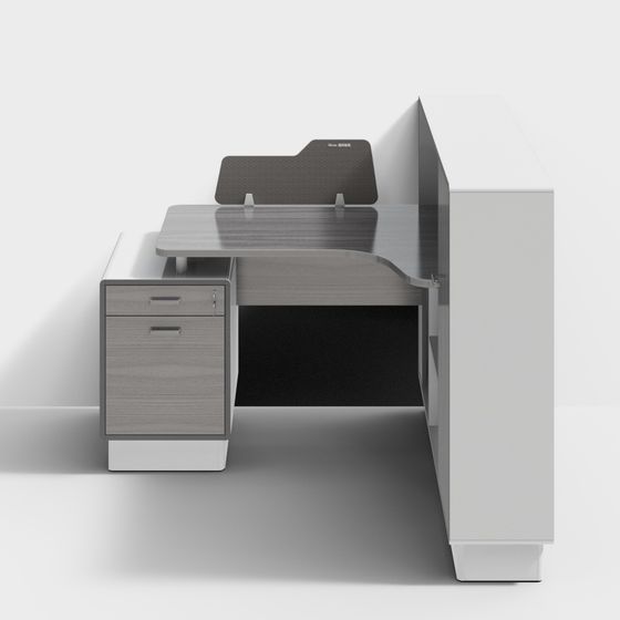 Stylish Partition Desk 3D Model for Modern Offices