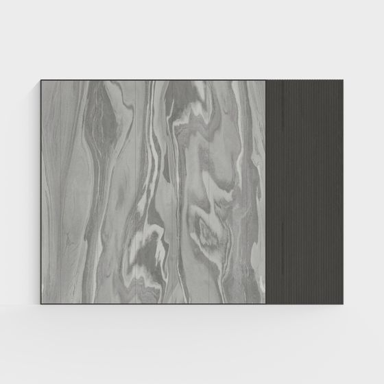 Modern grey wood wall panel with dark vertical section on white background
