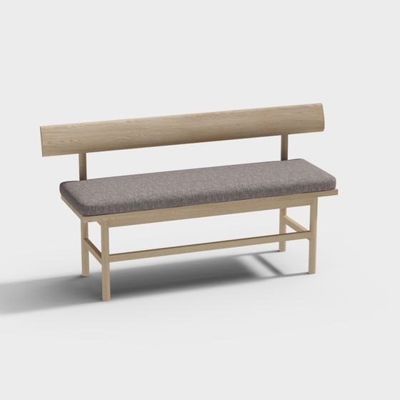 Natural Wood Bench 3D Model for Seating Areas