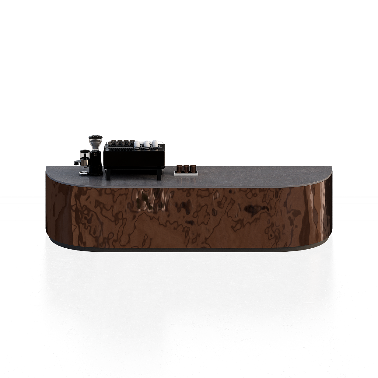 Elegant Curved Reception Desk 3D Model – Modern Wood Design