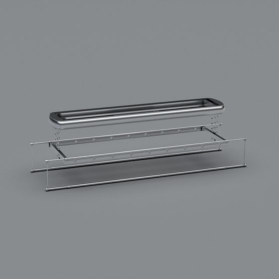 Sleek Stainless Steel Double Layer Shelf 3D model