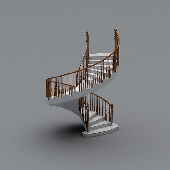 Elegant Low-Polygon Classical Modern Staircase 3D model