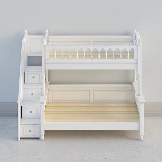 FN168- 화이트 어린이 침대 04(단계 사다리)