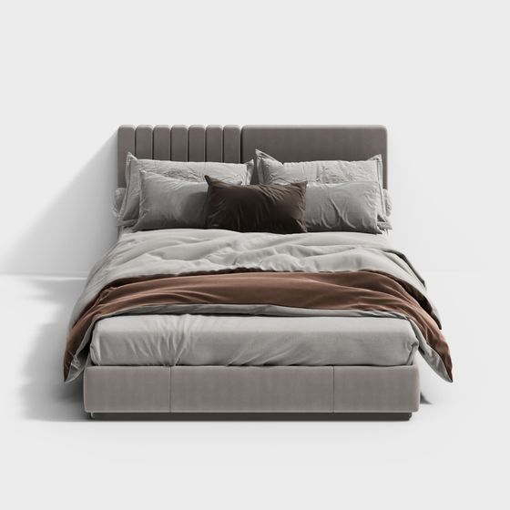 Stylish Low-Polygon Bed 3D Model for Modern Interiors