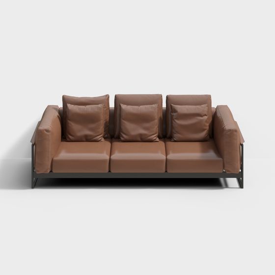 Elegant Low-Polygon Sofa 3D model for Contemporary Spaces