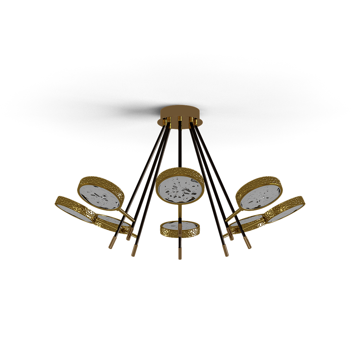 Elegant Low-Poly Chandelier 3D Model – Golden Black Frame