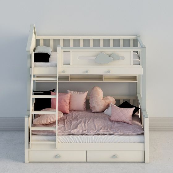 Cloud House Bunk Bed 3D model for Dreamy Spaces