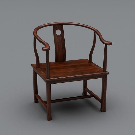Elegant Chinese Circle Chair 3D model