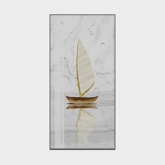 Elegant Golden Sailboat 3D model