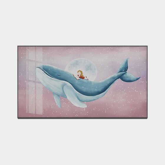 Enchanting Blue Whale with Little Reader 3D model