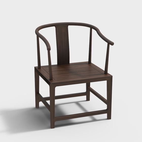 Elegant Chinese Circle Chair 3D model