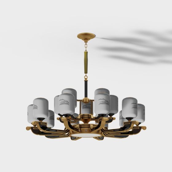 Stylish Oriental Chandelier 3D model for Creative Projects