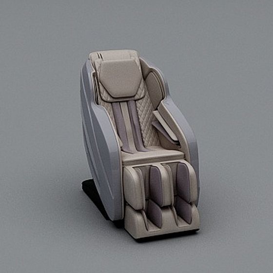 Beige Massage Chair 3D Model with Arms for Relaxation