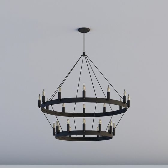 Rustic Halo Chandelier 3D model for Modern Interiors
