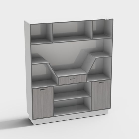 Modern Low-Poly High-Detail Bookshelf 3D model