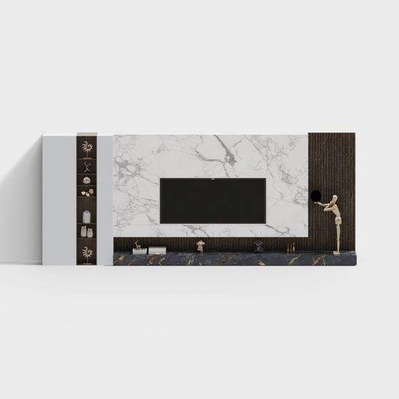 Sleek Marble Television Wall 3D model