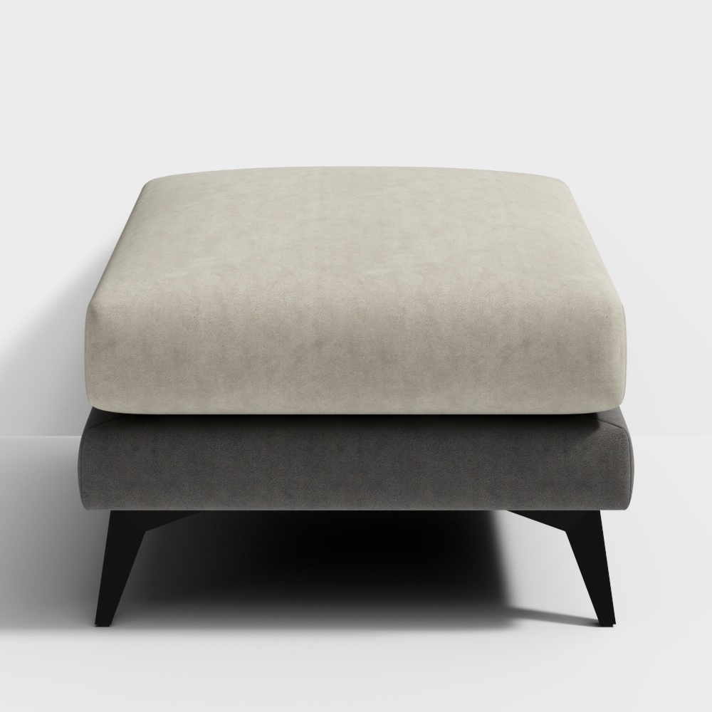 Modern square footrest with beige top and dark grey base on white background