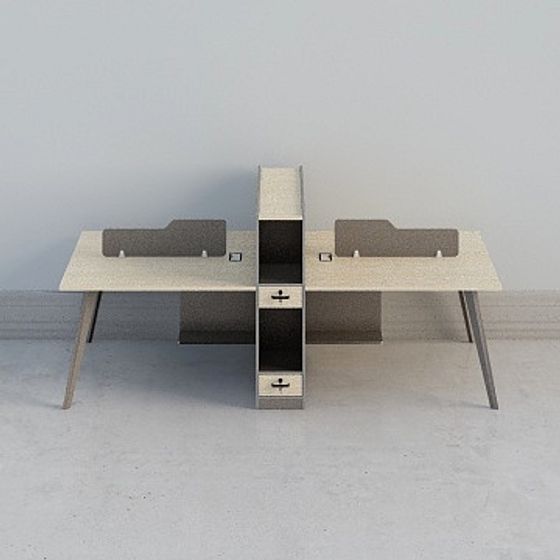 Modern Double Workstation 3D model