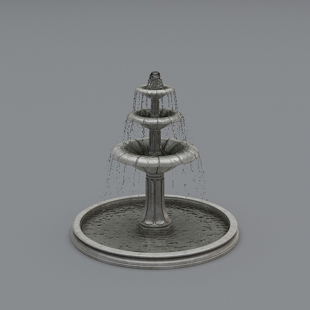 Elegant Low-Polygon Fountain 3D model