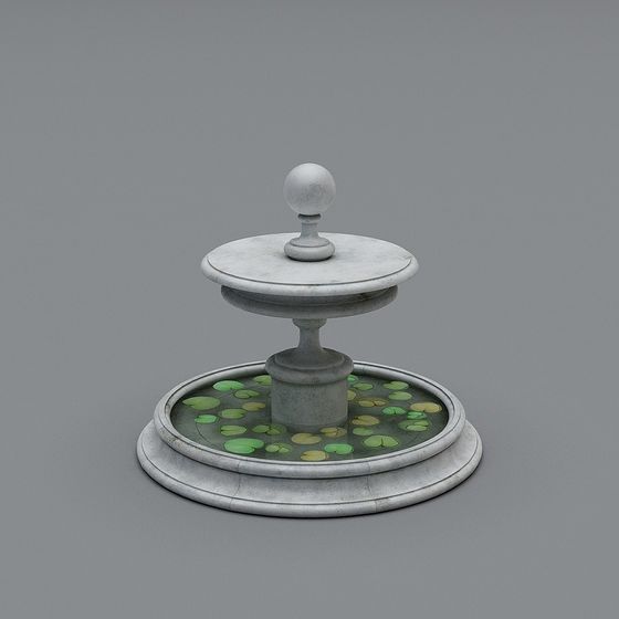 Exquisite Low-Poly Fountain 3D model