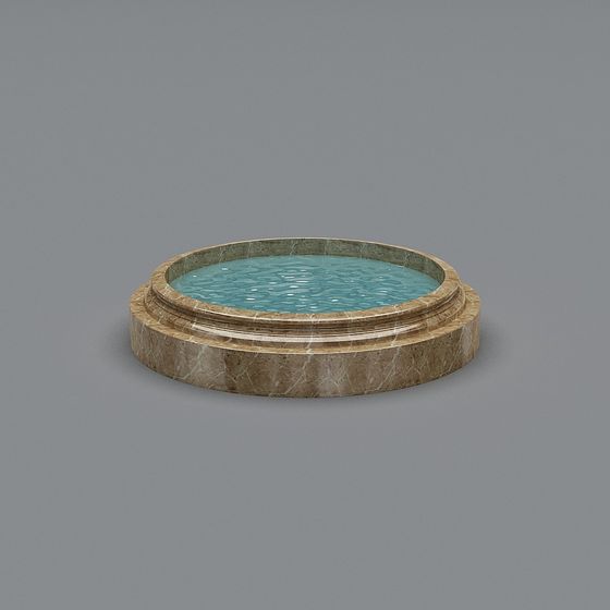Stylish Round Pool Water Feature 3D model