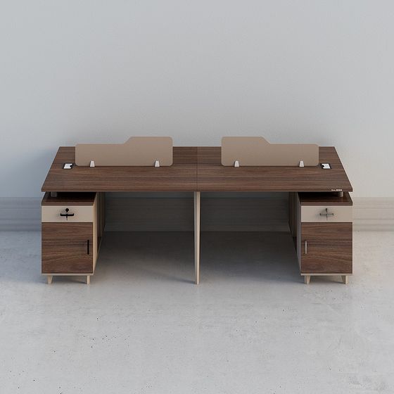 Modern Double Workspace Desk 3D model