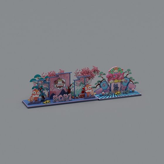 Colorful 2021 Spring Festival Decoration 3D Model
