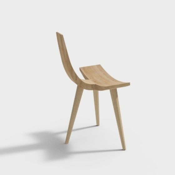 Stylish Wooden Chair 3D model for Modern Design