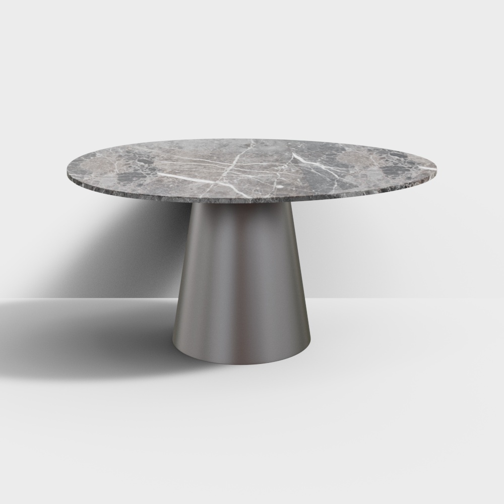 Stylish Round Table 3D Model – Marble & Metal Design