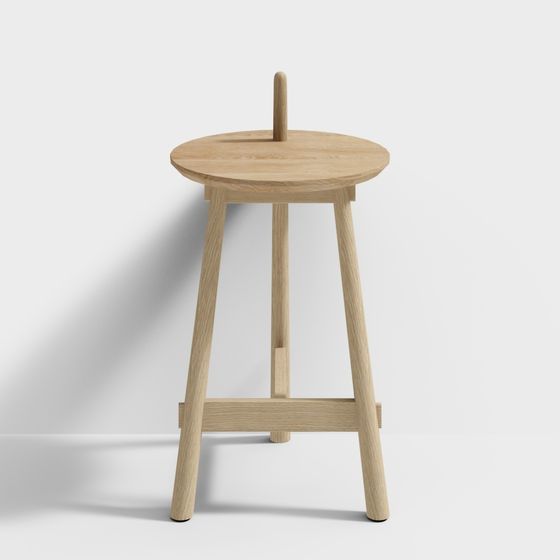 Stylish Wooden Stool 3D model