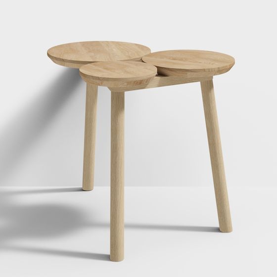 Tri-Circle Table Low-Poly 3D model