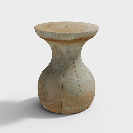 Detailed Low-Polygon Round Log Stool 3D model