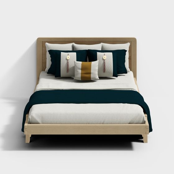 Charming Low-Poly Bed 3D model for Contemporary Spaces