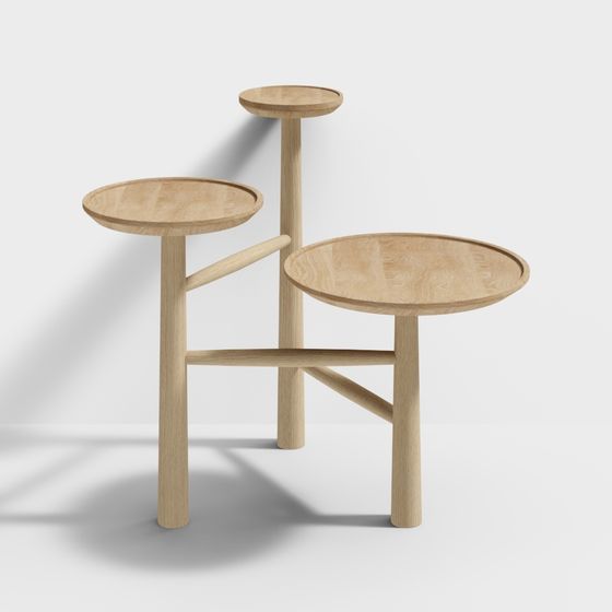 Wooden Round Table 3D model