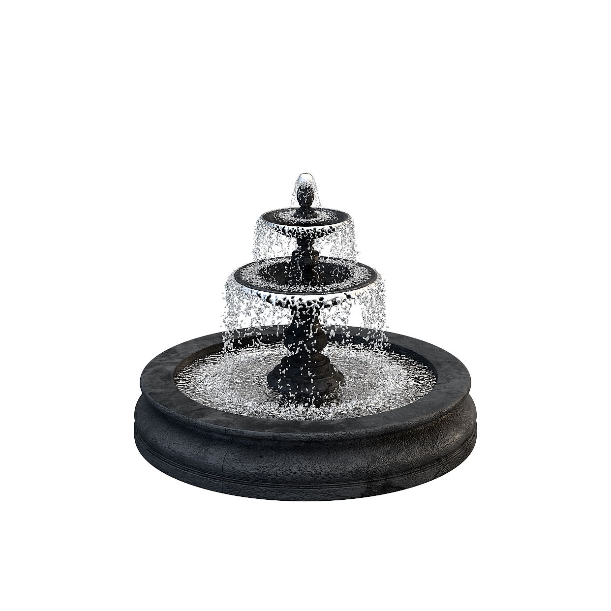 Urban Fountain 3D Model – Textured Marble & Metal