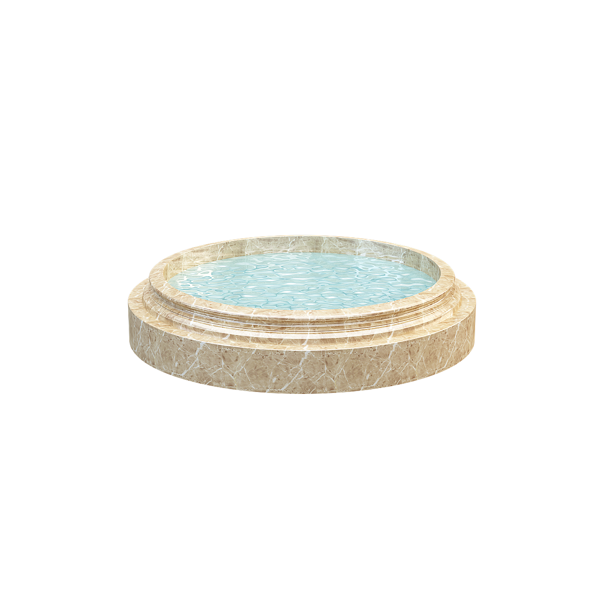 Round Pool Water Feature 3D Model – Marbled Base Design