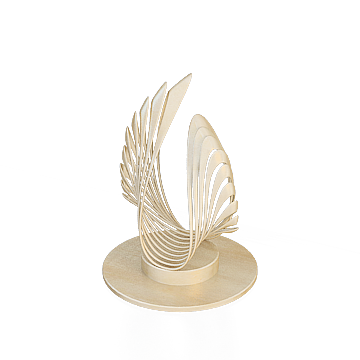 Spiral Wings 3D Model – Golden Metallic Design