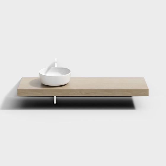 Suspended Wooden Vanity Sink 3D model