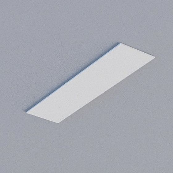 Modern white rectangular ceiling light with matte finish on grey background