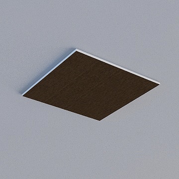 Square dark brown ceiling panel with white trim on grey background