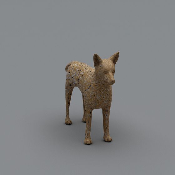 Pixel Hound 3D Model in Low Poly Style