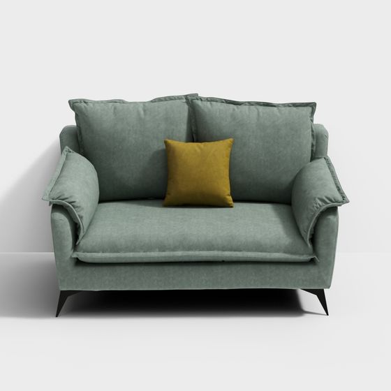 Scandinavian Gray Karan Series Double Seat Sofa 3D Model