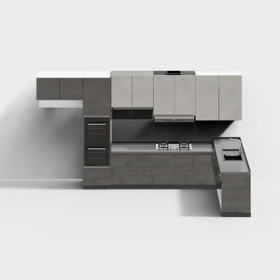 Modern Minimalist Kitchen 3D model Design