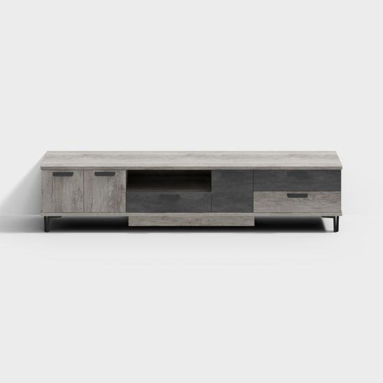 Contemporary Low-Poly TV Cabinet 3D model