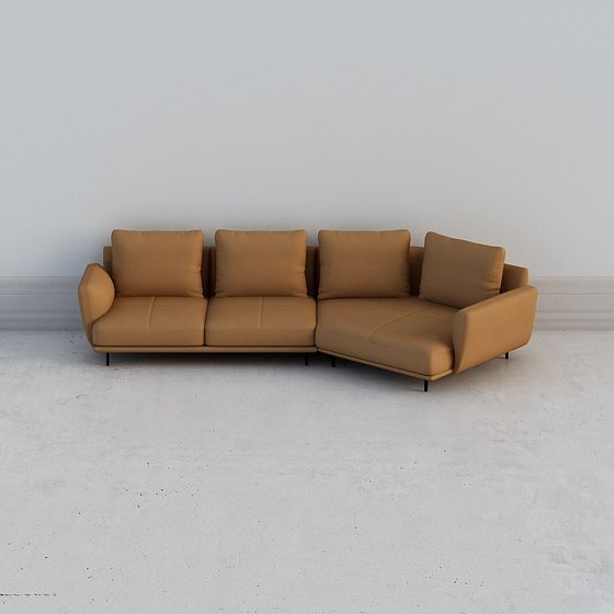 Stylish Low-Polygon Sofa 3D model for Modern Interiors