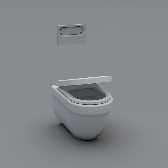 Stylish Wall-Hung Toilet 3D model for Contemporary Spaces